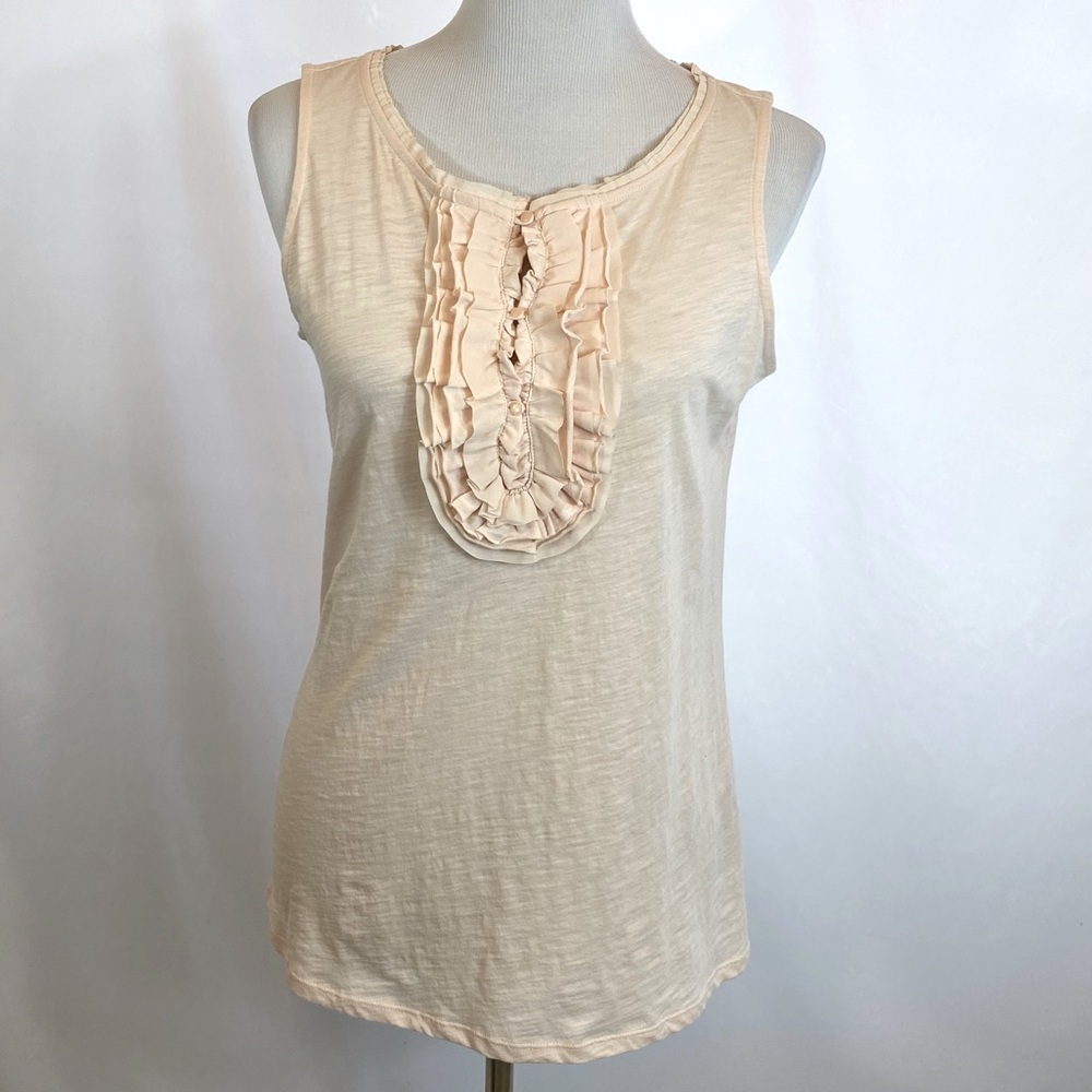 Ann Taylor Loft lightweight Ruffle neckline Peach